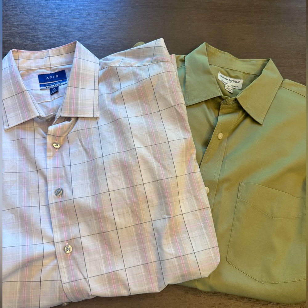 2 mens dress shirts - Banana Republic & Apt 9 XL